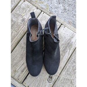 TOMS Womens Deia Black Suede Ankle Zipper Boots US 8.5 Grunge Boho Festival Goth